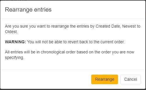 rearrange entries warning message