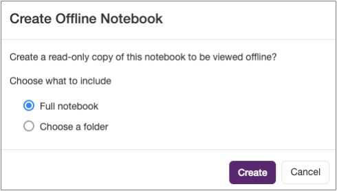 Option to select Full notebook or choose a folder