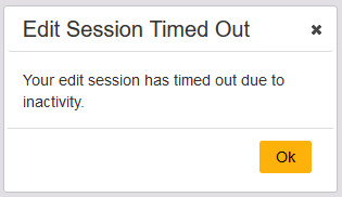 Timeout warning for inactive entry editing
