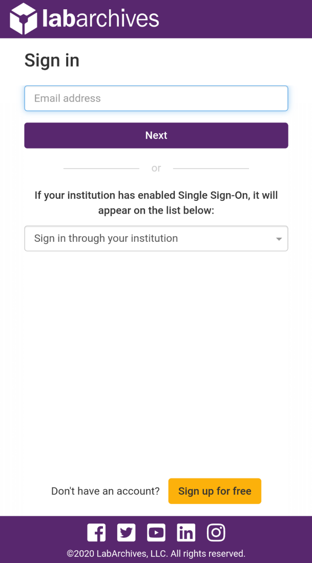 Mobile Device Login Page