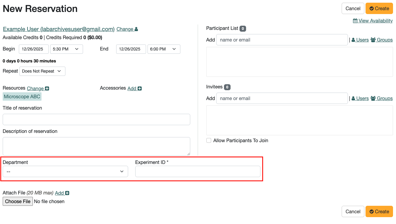 Custom Attributes in New Reservation